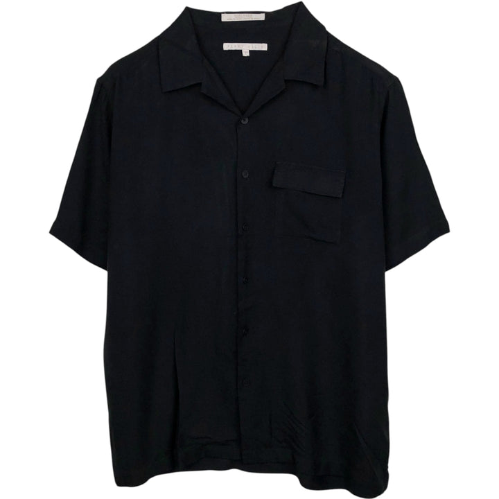 Perry Ellis PERRY ELLIS Short Sleeve Open Collar Silk Shirt Box Shirt Men's L Size silk black type Vintage Second Hand