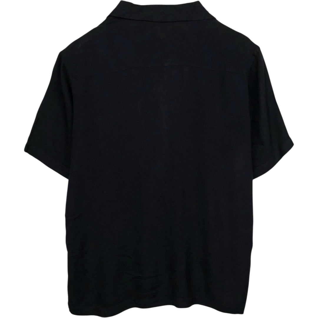 Perry Ellis PERRY ELLIS Short Sleeve Open Collar Silk Shirt Box Shirt Men's L Size silk black type Vintage Second Hand