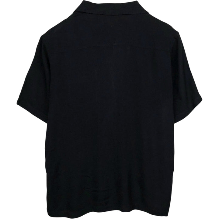 Perry Ellis PERRY ELLIS Short Sleeve Open Collar Silk Shirt Box Shirt Men's L Size silk black type Vintage Second Hand