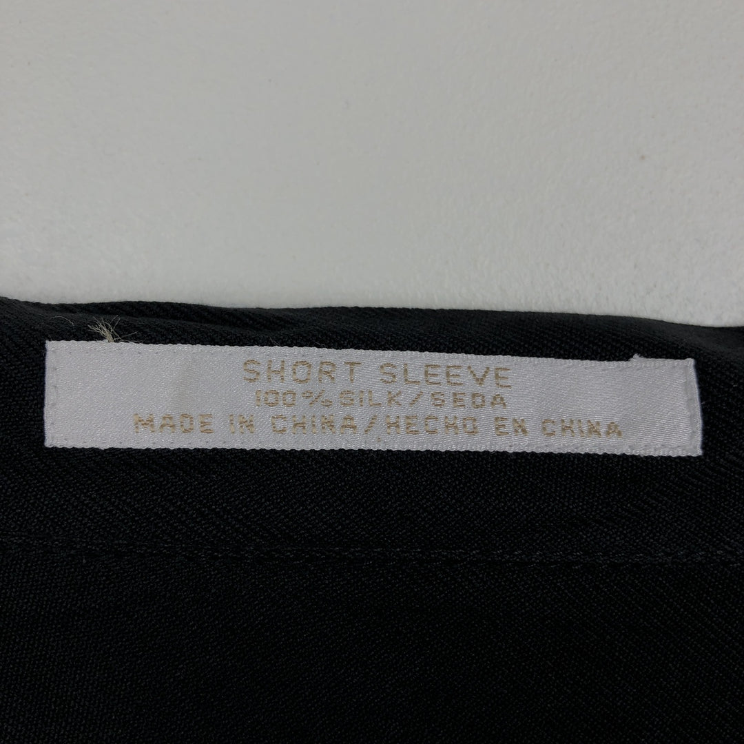 Perry Ellis PERRY ELLIS Short Sleeve Open Collar Silk Shirt Box Shirt Men's L Size silk black type Vintage Second Hand