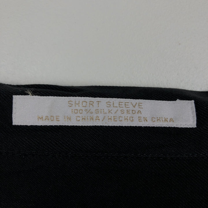 Perry Ellis PERRY ELLIS Short Sleeve Open Collar Silk Shirt Box Shirt Men's L Size silk black type Vintage Second Hand