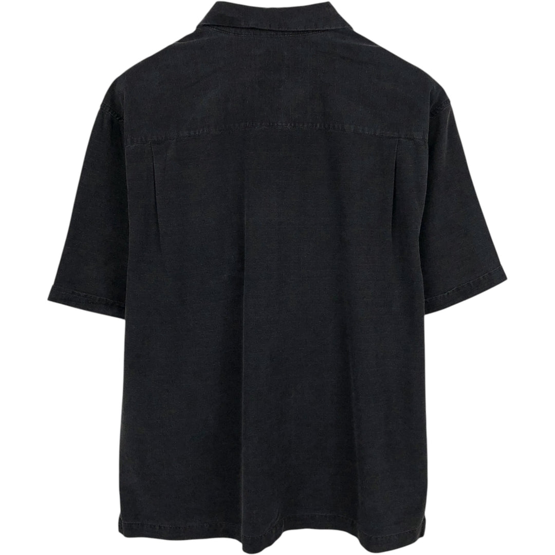 JAMAICA JAXX Short-Sleeve Open-Collar Silk Shirt, Boxy Fit, Men's Size XL silk black type Vintage Second Hand