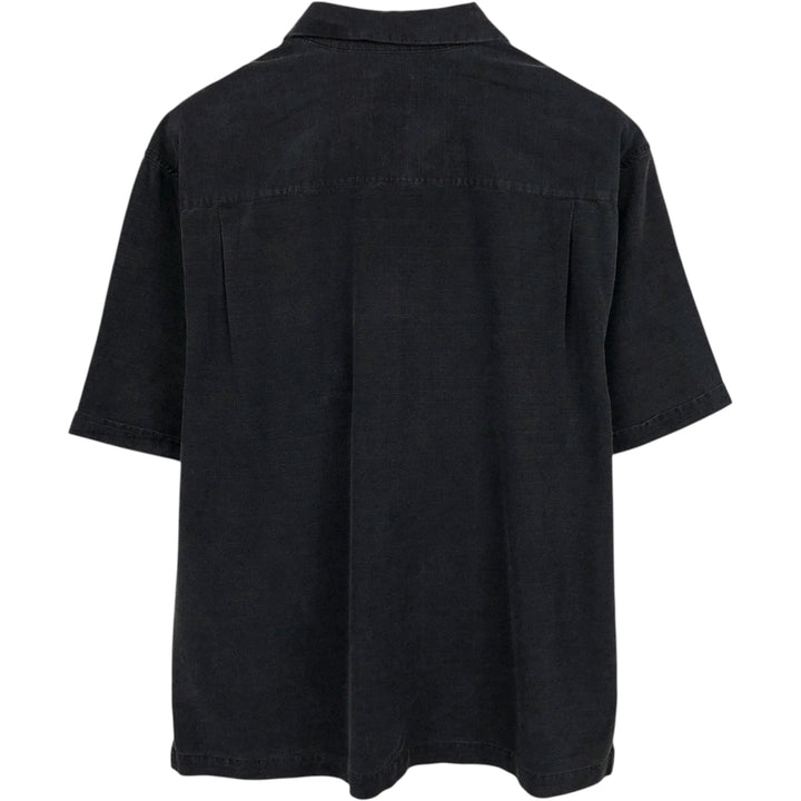 JAMAICA JAXX Short-Sleeve Open-Collar Silk Shirt, Boxy Fit, Men's Size XL silk black type Vintage Second Hand