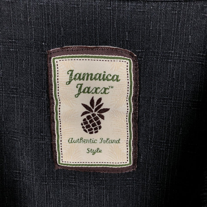 JAMAICA JAXX Short-Sleeve Open-Collar Silk Shirt, Boxy Fit, Men's Size XL silk black type Vintage Second Hand