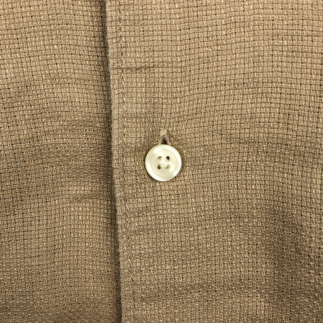 90'S BREAKWATER Short-Sleeve Open-Collar Acetate x Rayon Boxy Shirt, Made in USA, Men's Size L (Equivalent), Vintage Rayon Beige type Vintage Second Hand