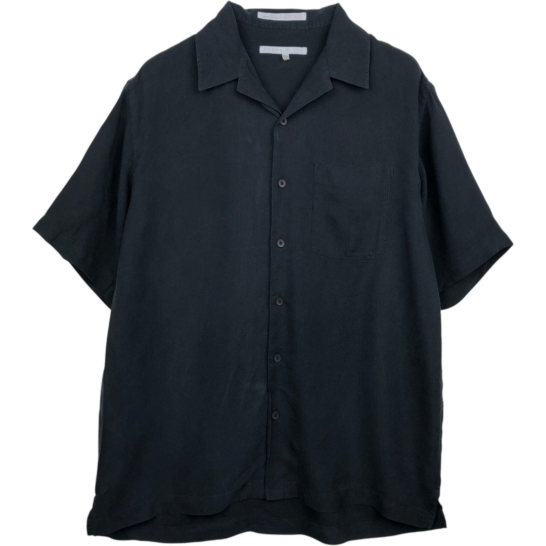 Perry Ellis PERRY ELLIS Short Sleeve Open Collar Silk Shirt Box Shirt Men's M silk black type Vintage Second Hand