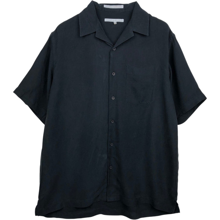 Perry Ellis PERRY ELLIS Short Sleeve Open Collar Silk Shirt Box Shirt Men's M silk black type Vintage Second Hand