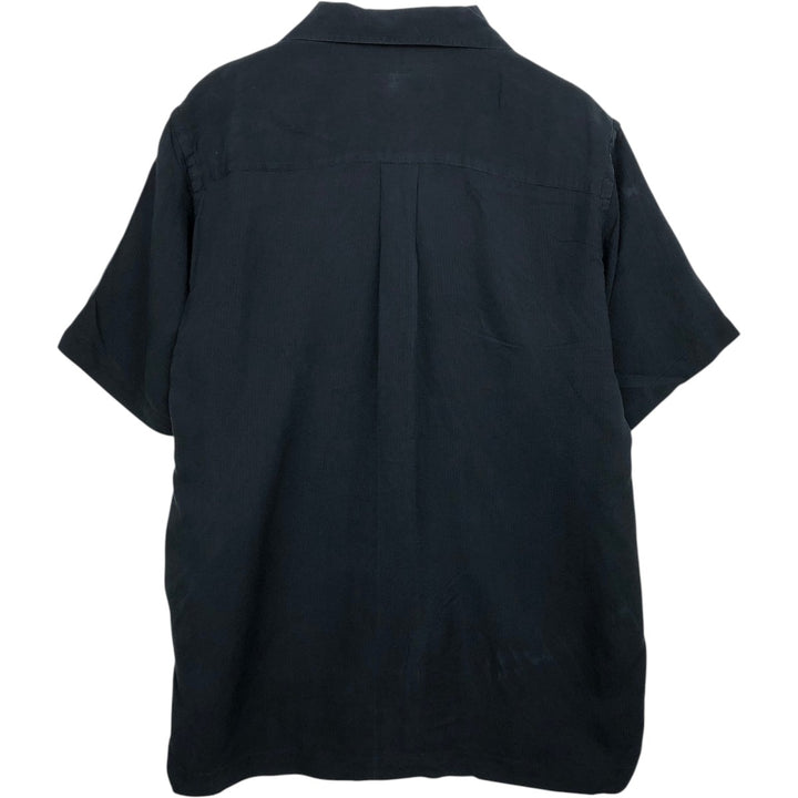 Perry Ellis PERRY ELLIS Short Sleeve Open Collar Silk Shirt Box Shirt Men's M silk black type Vintage Second Hand