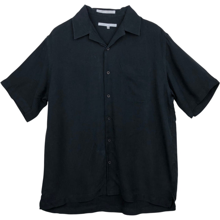 Perry Ellis PERRY ELLIS Short Sleeve Open Collar Silk Shirt Box Shirt Men's M silk black type Vintage Second Hand