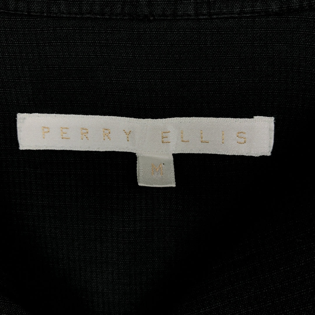 Perry Ellis PERRY ELLIS Short Sleeve Open Collar Silk Shirt Box Shirt Men's M silk black type Vintage Second Hand