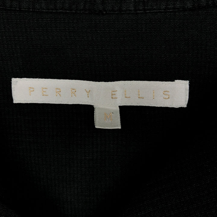 Perry Ellis PERRY ELLIS Short Sleeve Open Collar Silk Shirt Box Shirt Men's M silk black type Vintage Second Hand