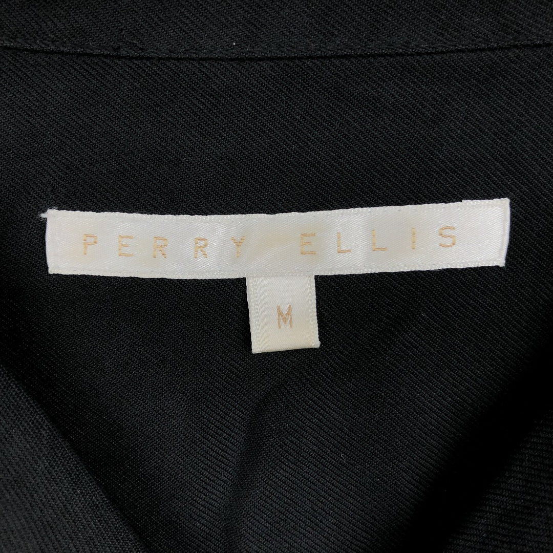 Perry Ellis PERRY ELLIS Short Sleeve Open Collar Silk Shirt Box Shirt Men's M silk black type Vintage Second Hand