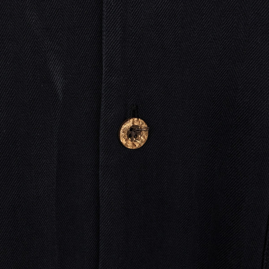 Tommy Bahama herringbone short-sleeved open-collar silk shirt, boxy fit, men's size M. silk black type Vintage Second Hand