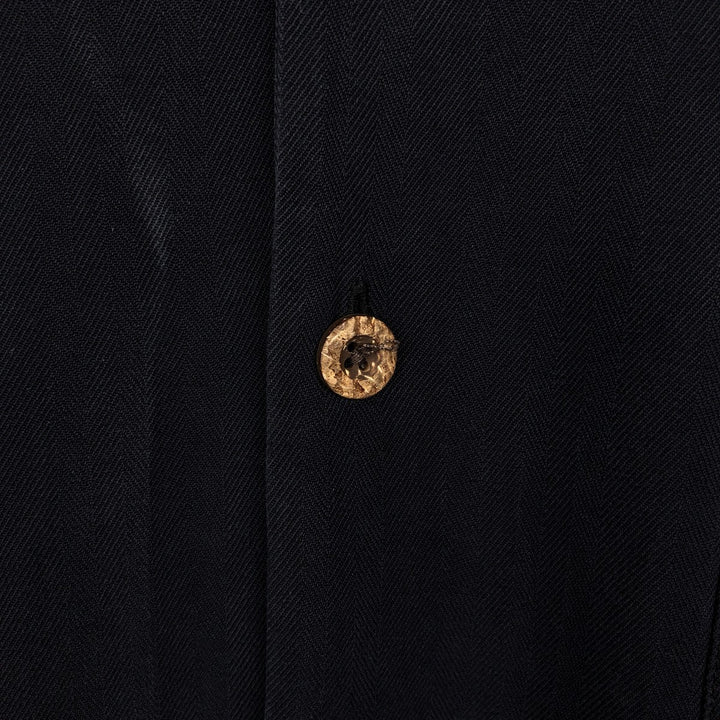 Tommy Bahama herringbone short-sleeved open-collar silk shirt, boxy fit, men's size M. silk black type Vintage Second Hand