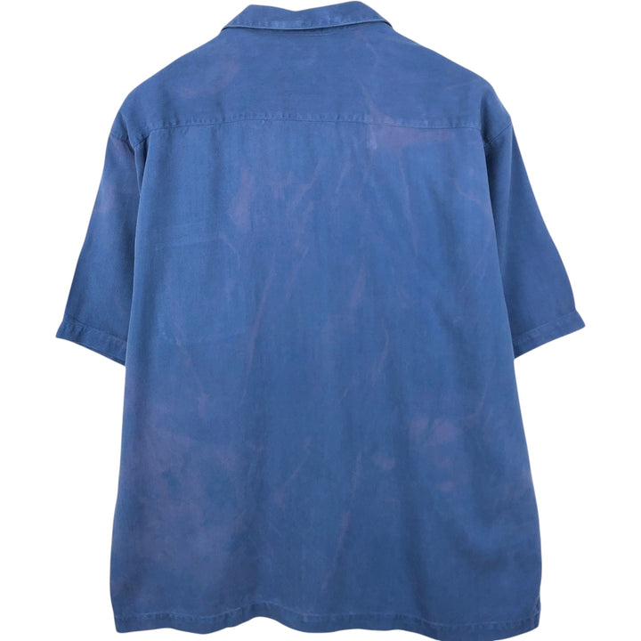 Tommy Bahama Relax Short-Sleeve Open-Collar Silk Shirt, Boxy Fit, Men's Size XL silk blue type Vintage Second Hand