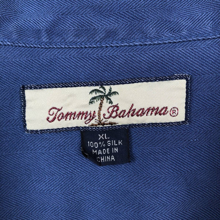 Tommy Bahama Relax Short-Sleeve Open-Collar Silk Shirt, Boxy Fit, Men's Size XL silk blue type Vintage Second Hand