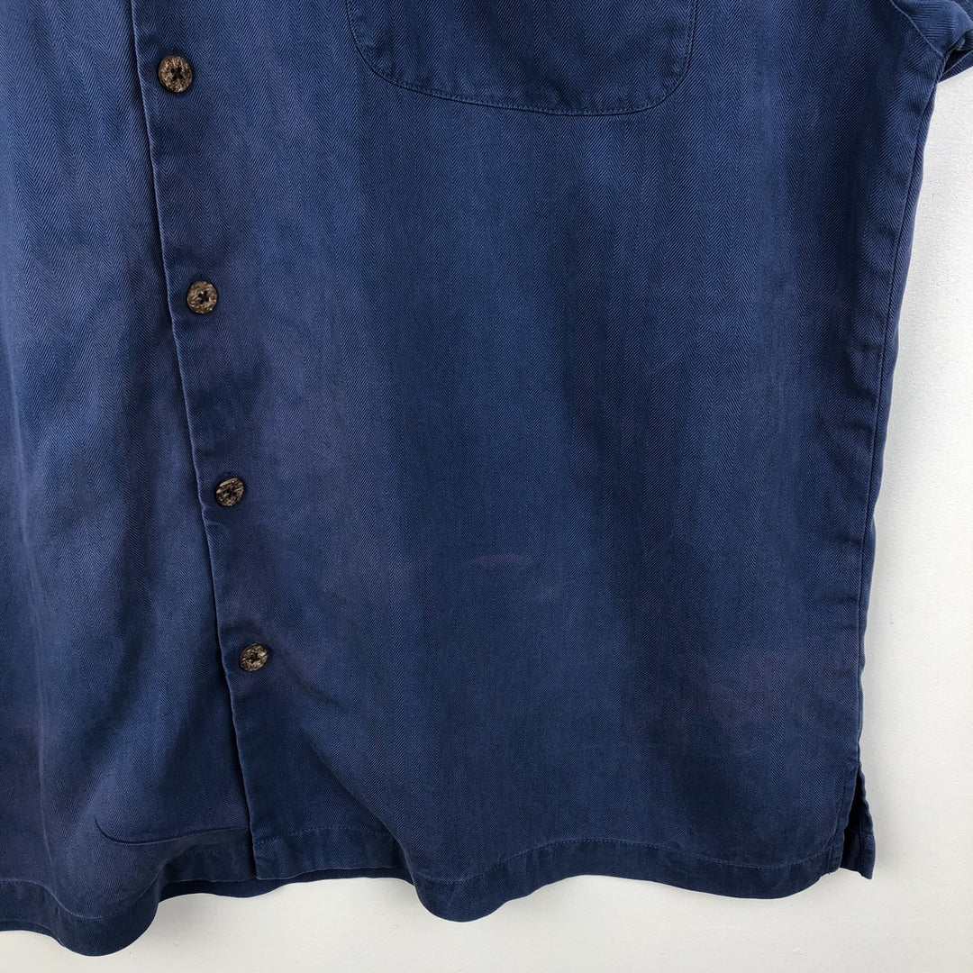 Tommy Bahama Relax Short-Sleeve Open-Collar Silk Shirt, Boxy Fit, Men's Size XL silk blue type Vintage Second Hand