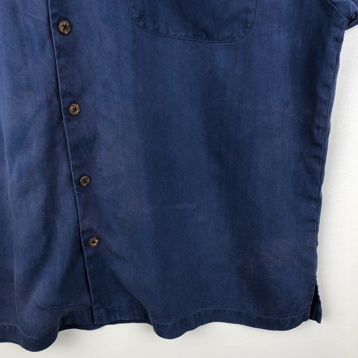 Tommy Bahama Relax Short-Sleeve Open-Collar Silk Shirt, Boxy Fit, Men's Size XL silk blue type Vintage Second Hand