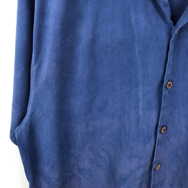 Tommy Bahama Relax Short-Sleeve Open-Collar Silk Shirt, Boxy Fit, Men's Size XL silk blue type Vintage Second Hand