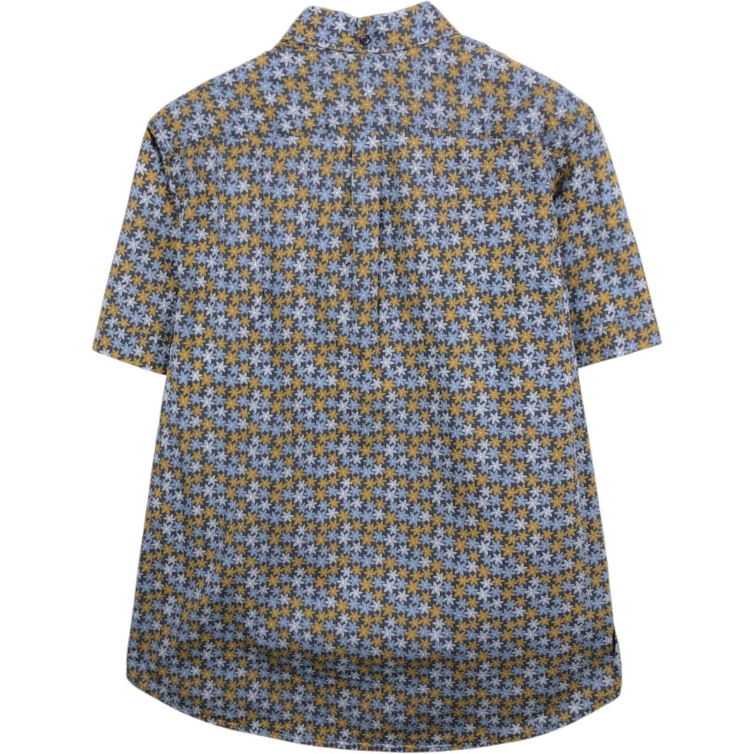 KENNINGTON All-over Floral Print Short-Sleeve Button-Down Shirt, Men's Size XL (approx.) cotton gray type Vintage Second Hand