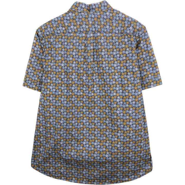 KENNINGTON All-over Floral Print Short-Sleeve Button-Down Shirt, Men's Size XL (approx.) cotton gray type Vintage Second Hand
