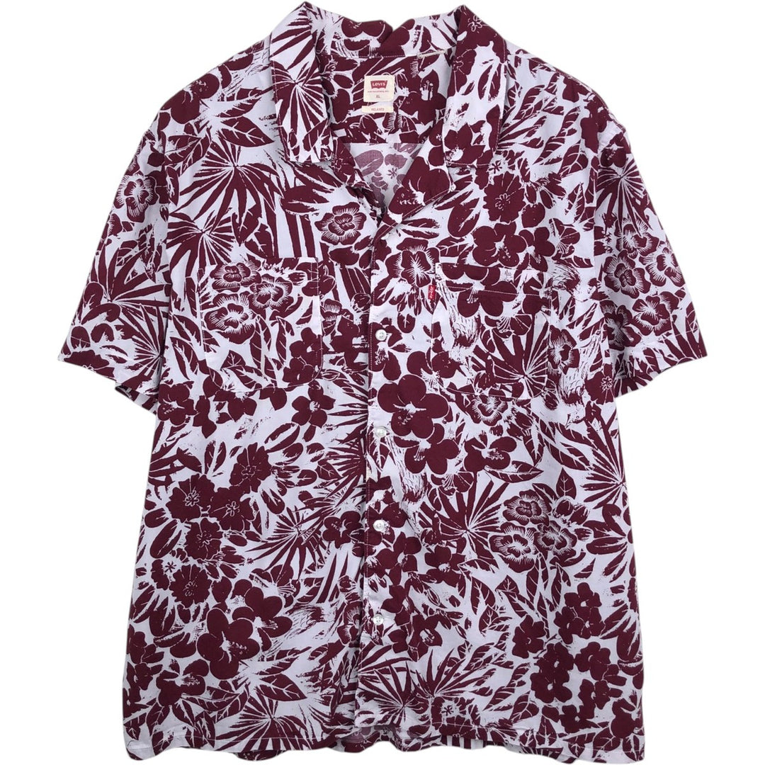 Levi's RELAXED All-over Botanical Pattern Open Collar Hawaiian Aloha Shirt Box Shirt Men's XL equivalent unclear burgundy type Vintage Second Hand
