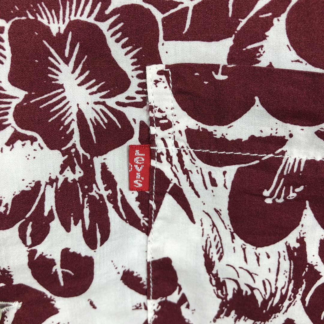 Levi's RELAXED All-over Botanical Pattern Open Collar Hawaiian Aloha Shirt Box Shirt Men's XL equivalent unclear burgundy type Vintage Second Hand