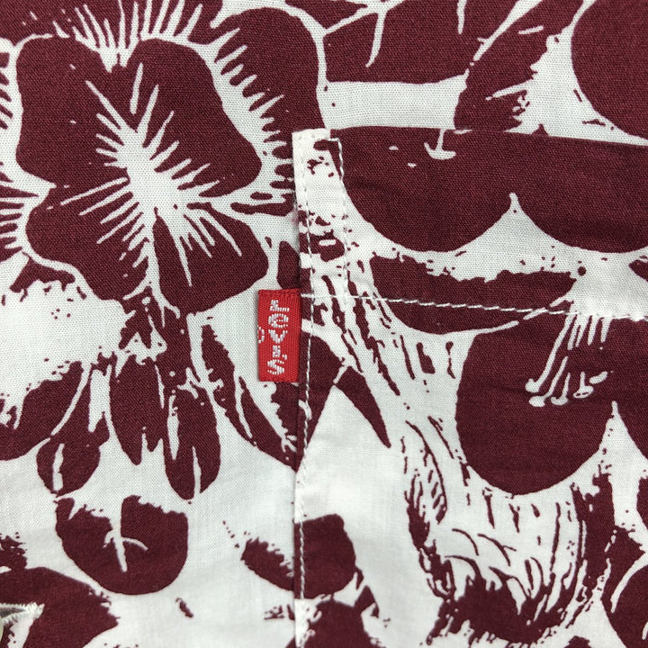 Levi's RELAXED All-over Botanical Pattern Open Collar Hawaiian Aloha Shirt Box Shirt Men's XL equivalent unclear burgundy type Vintage Second Hand