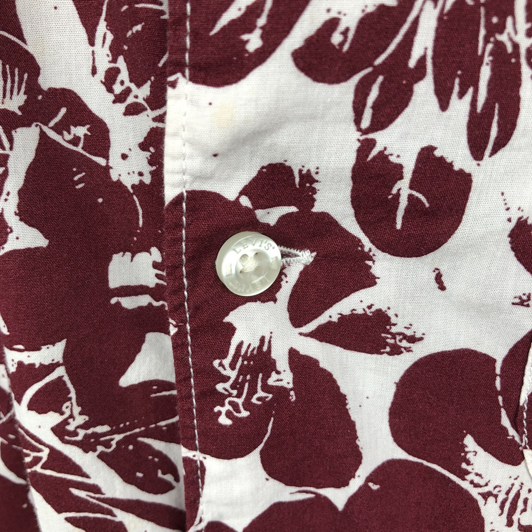 Levi's RELAXED All-over Botanical Pattern Open Collar Hawaiian Aloha Shirt Box Shirt Men's XL equivalent unclear burgundy type Vintage Second Hand