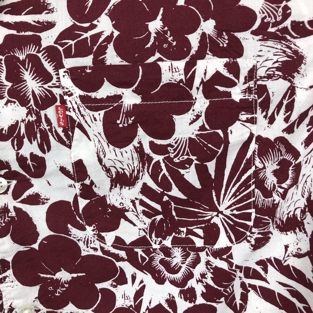 Levi's RELAXED All-over Botanical Pattern Open Collar Hawaiian Aloha Shirt Box Shirt Men's XL equivalent unclear burgundy type Vintage Second Hand