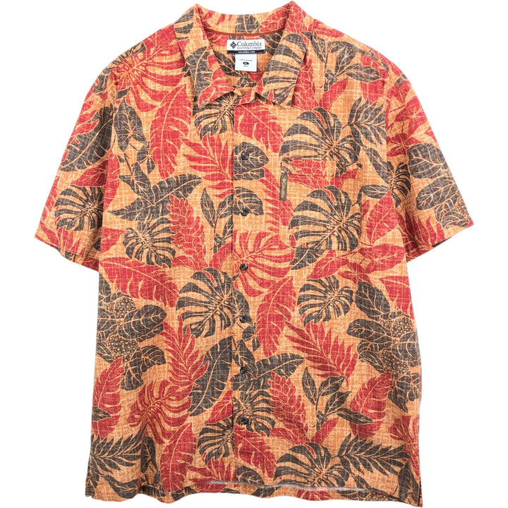 2000'S Columbia all-over botanical pattern Hawaiian Aloha shirt, boxy style, men's size XL equivalent. cotton orange type Vintage Second Hand