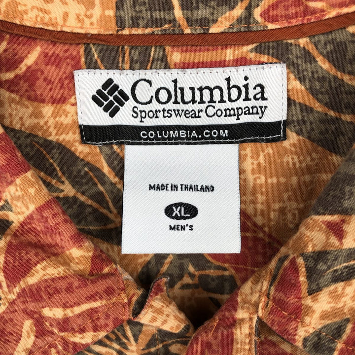 2000'S Columbia all-over botanical pattern Hawaiian Aloha shirt, boxy style, men's size XL equivalent. cotton orange type Vintage Second Hand