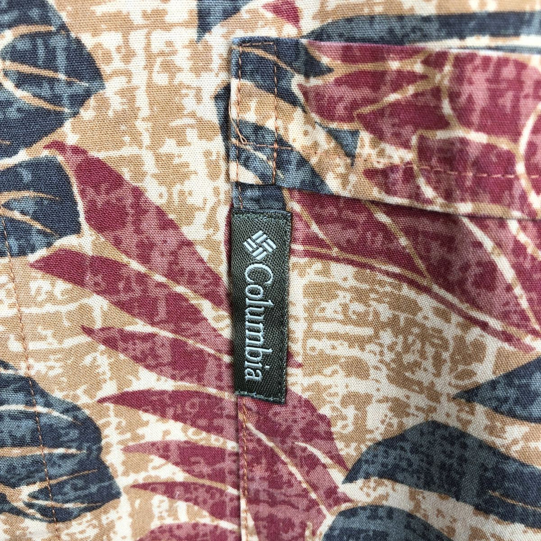 2000'S Columbia all-over botanical pattern Hawaiian Aloha shirt, boxy style, men's size XL equivalent. cotton orange type Vintage Second Hand