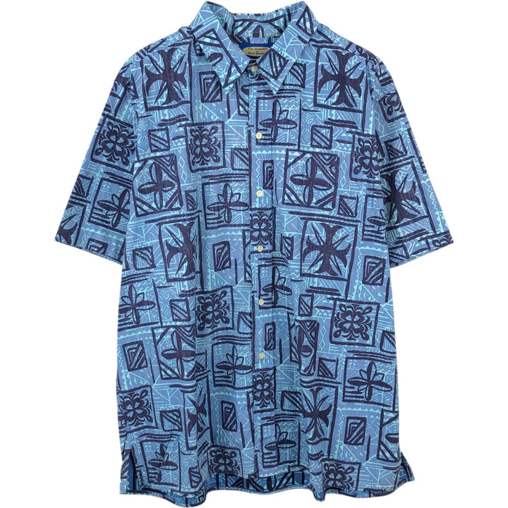 Reyn Spooner x Phil Edwards all-over print Hawaiian Aloha shirt, boxy style, made in Hawaii, men's size XXL equivalent. cotton blue type Vintage Second Hand