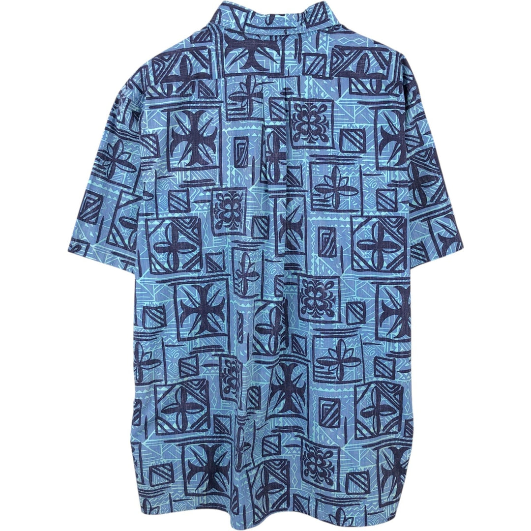 Reyn Spooner x Phil Edwards all-over print Hawaiian Aloha shirt, boxy style, made in Hawaii, men's size XXL equivalent. cotton blue type Vintage Second Hand