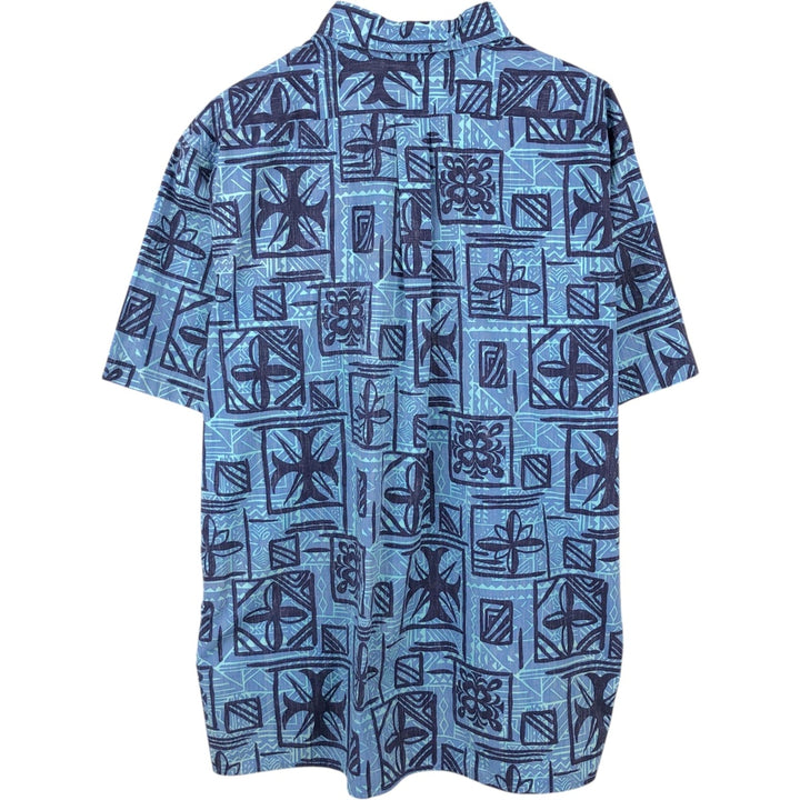 Reyn Spooner x Phil Edwards all-over print Hawaiian Aloha shirt, boxy style, made in Hawaii, men's size XXL equivalent. cotton blue type Vintage Second Hand