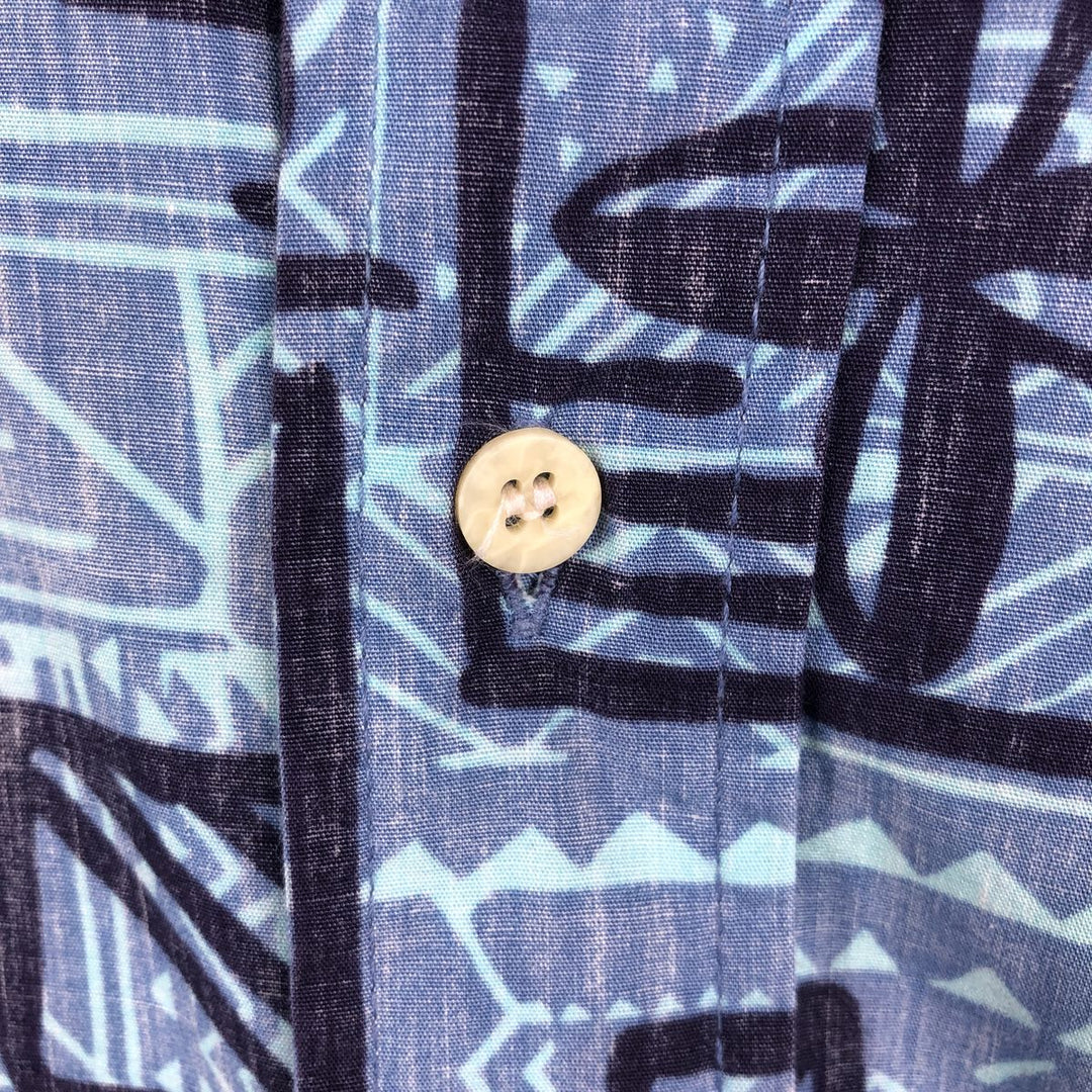 Reyn Spooner x Phil Edwards all-over print Hawaiian Aloha shirt, boxy style, made in Hawaii, men's size XXL equivalent. cotton blue type Vintage Second Hand