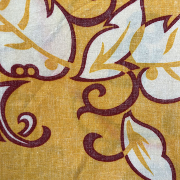 Reyn Spooner Team Trojans all-over print button-down Hawaiian Aloha shirt, boxy style, men's size L equivalent, vintage. cotton yellow type Vintage Second Hand