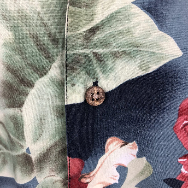 Ralph Lauren CHAPS Hawaiian Aloha Shirt, All-over Floral Print, Rayon, Boxy Shirt, Men's Size L (approx.) Rayon gray type Vintage Second Hand