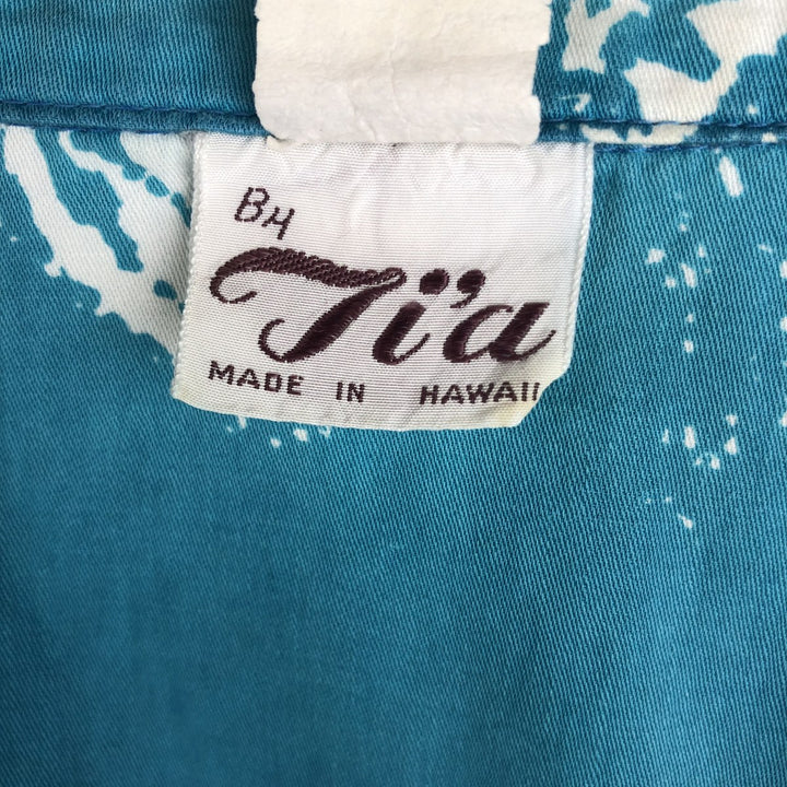 Tia All-over Floral Print Open Collar Hawaiian Aloha Shirt, Boxy Shirt, Made in Hawaii, Men's Size L unclear Blue type light blue Vintage Second Hand