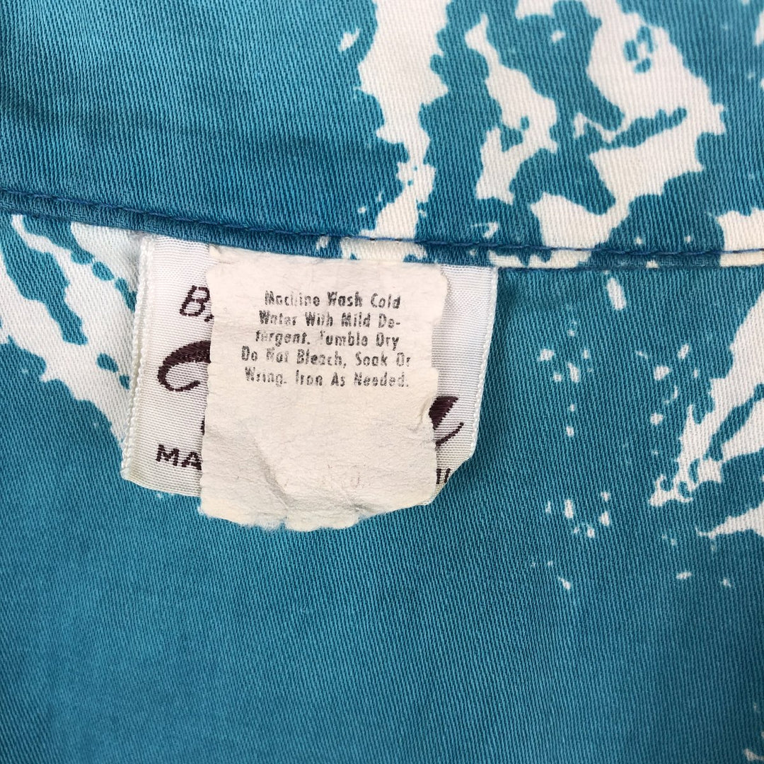 Tia All-over Floral Print Open Collar Hawaiian Aloha Shirt, Boxy Shirt, Made in Hawaii, Men's Size L unclear Blue type light blue Vintage Second Hand