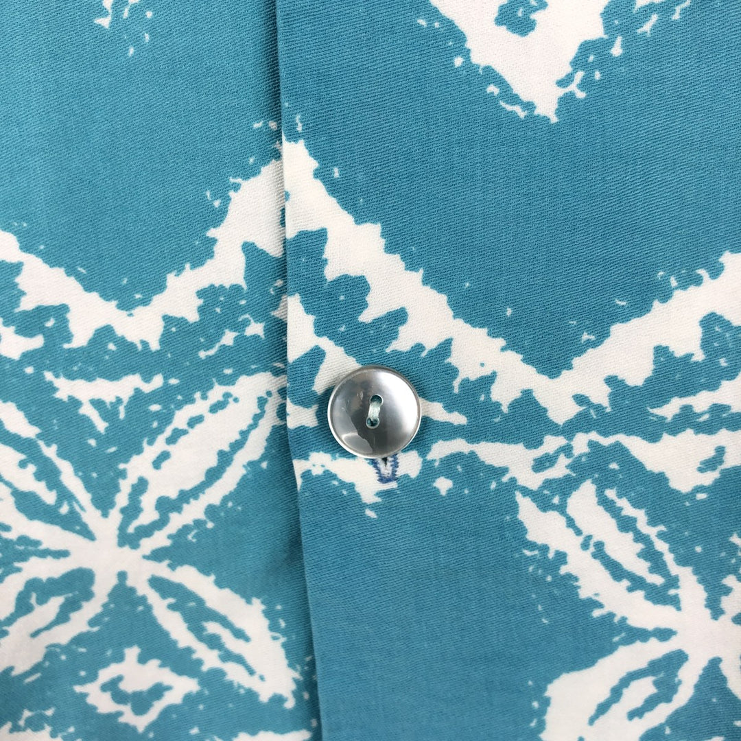 Tia All-over Floral Print Open Collar Hawaiian Aloha Shirt, Boxy Shirt, Made in Hawaii, Men's Size L unclear Blue type light blue Vintage Second Hand