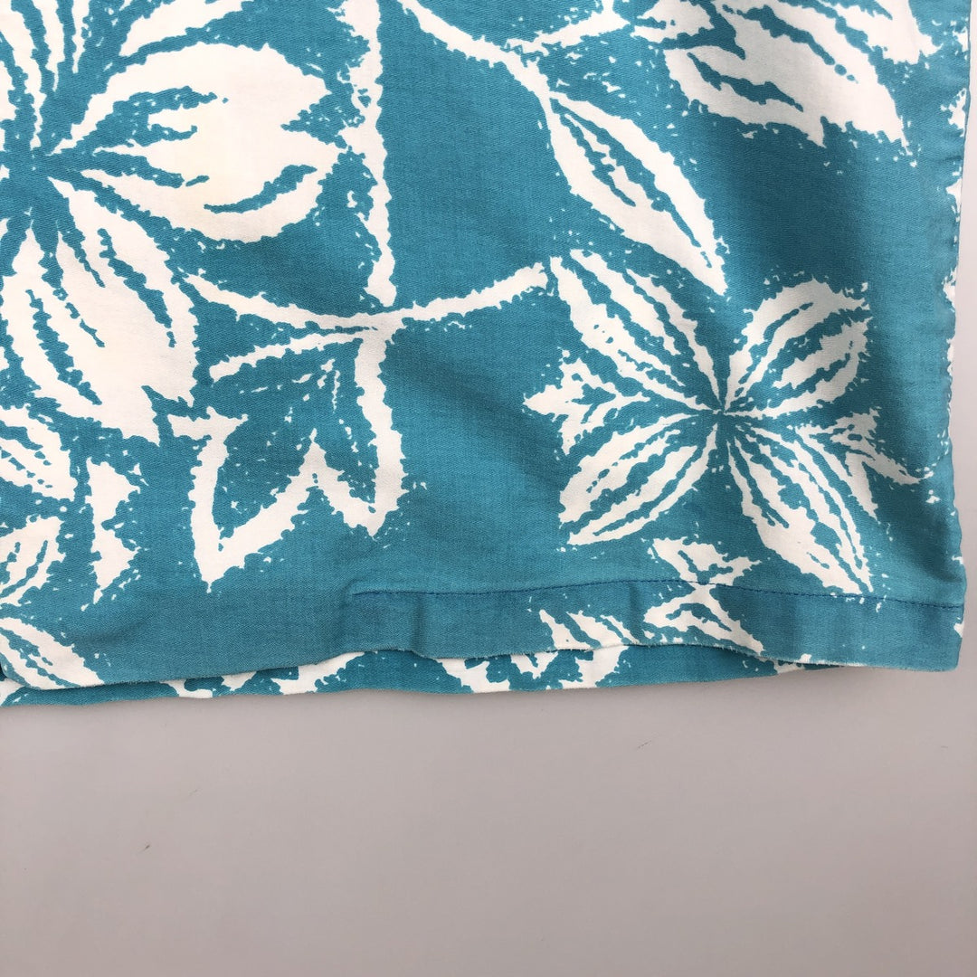 Tia All-over Floral Print Open Collar Hawaiian Aloha Shirt, Boxy Shirt, Made in Hawaii, Men's Size L unclear Blue type light blue Vintage Second Hand
