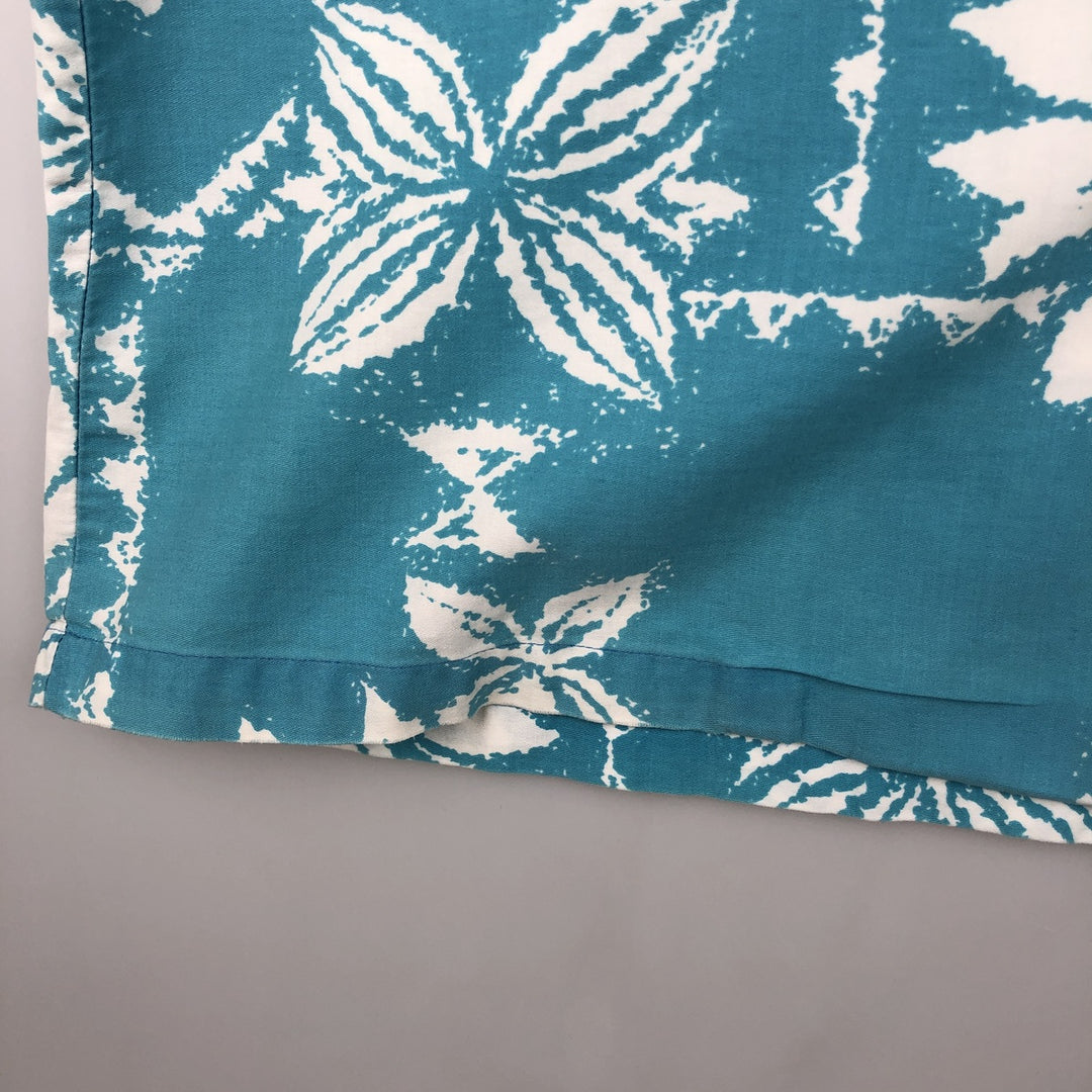 Tia All-over Floral Print Open Collar Hawaiian Aloha Shirt, Boxy Shirt, Made in Hawaii, Men's Size L unclear Blue type light blue Vintage Second Hand