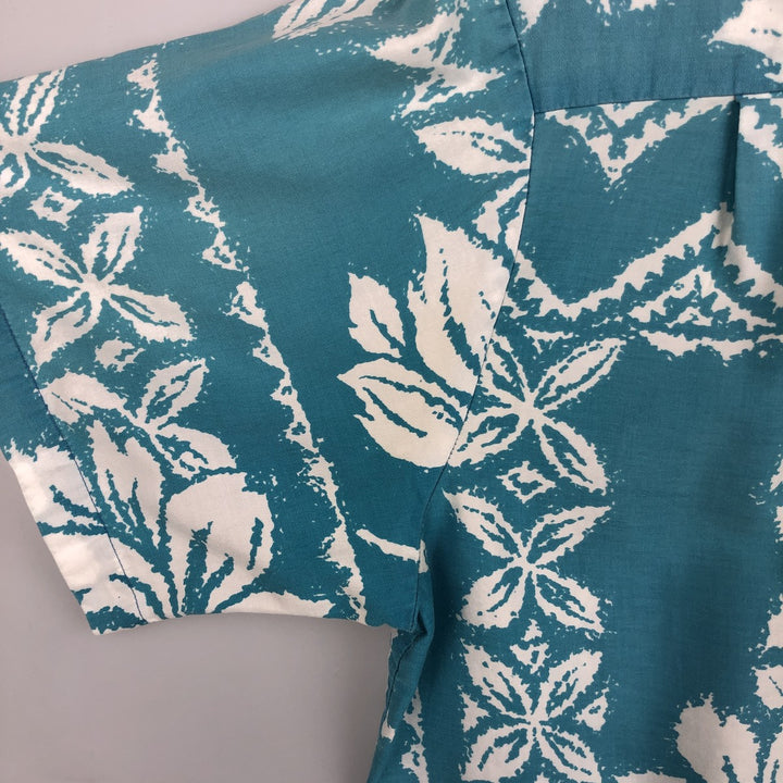 Tia All-over Floral Print Open Collar Hawaiian Aloha Shirt, Boxy Shirt, Made in Hawaii, Men's Size L unclear Blue type light blue Vintage Second Hand