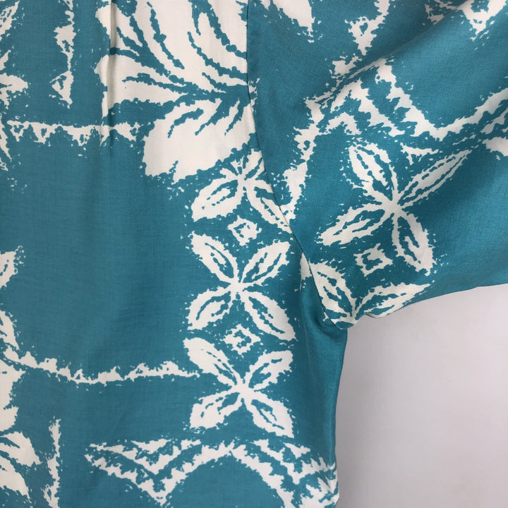 Tia All-over Floral Print Open Collar Hawaiian Aloha Shirt, Boxy Shirt, Made in Hawaii, Men's Size L unclear Blue type light blue Vintage Second Hand
