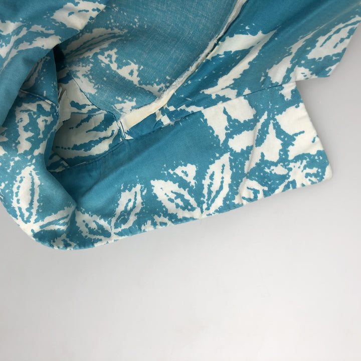Tia All-over Floral Print Open Collar Hawaiian Aloha Shirt, Boxy Shirt, Made in Hawaii, Men's Size L unclear Blue type light blue Vintage Second Hand
