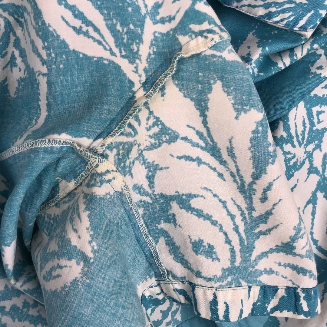 Tia All-over Floral Print Open Collar Hawaiian Aloha Shirt, Boxy Shirt, Made in Hawaii, Men's Size L unclear Blue type light blue Vintage Second Hand