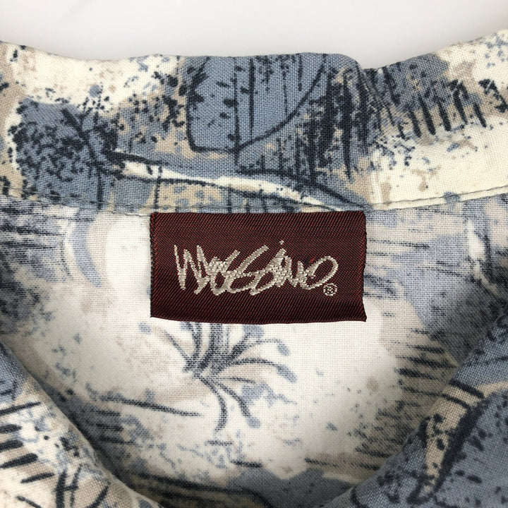 Mossimo All-over Hibiscus Pattern Hawaiian Aloha Shirt, Men's Size L (approx.) unclear navy blue type Vintage Second Hand
