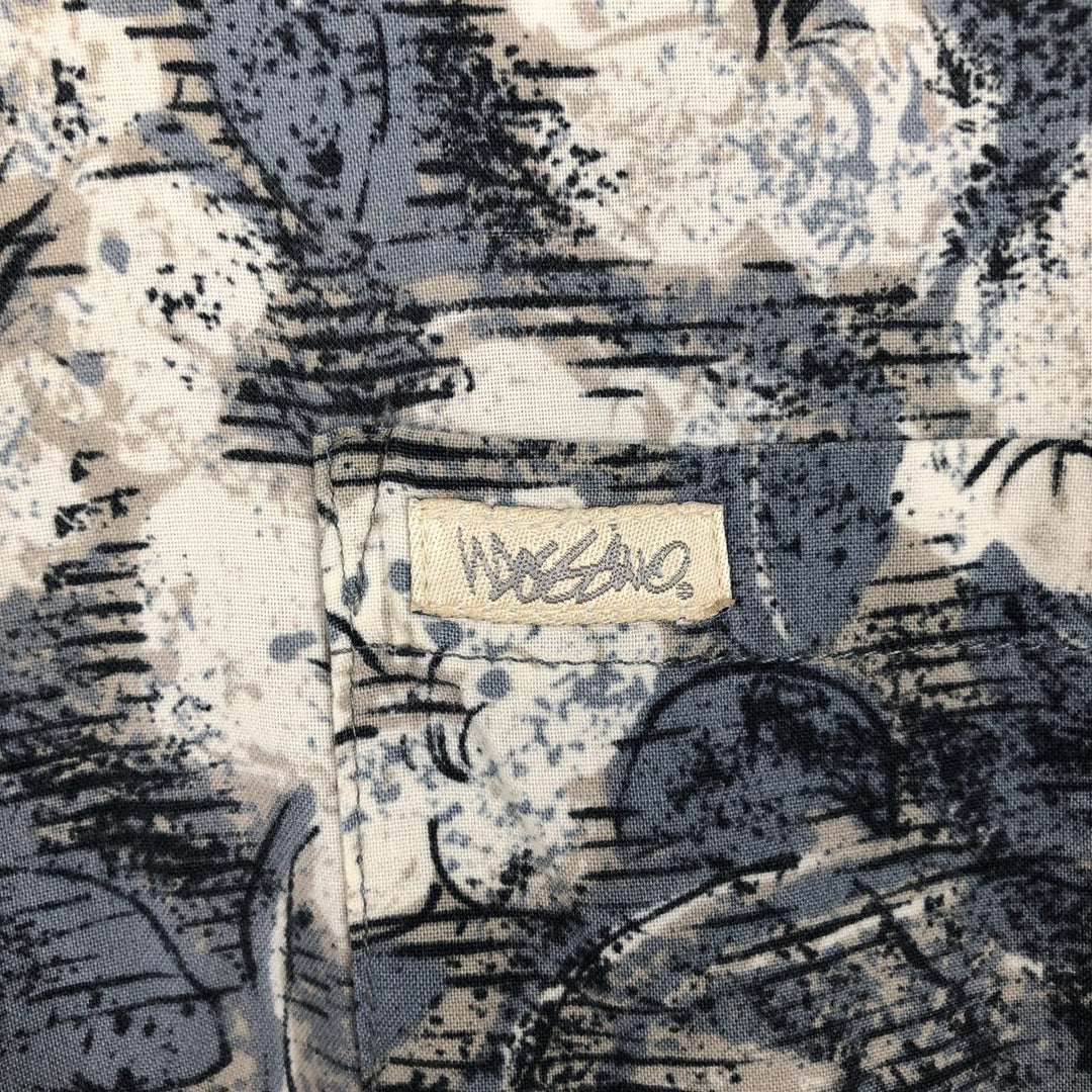 Mossimo All-over Hibiscus Pattern Hawaiian Aloha Shirt, Men's Size L (approx.) unclear navy blue type Vintage Second Hand